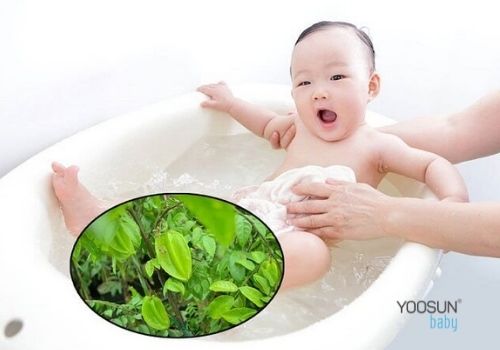 nấu nước lá khế tắm cho bé