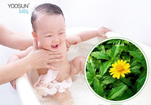 lá sài đất tắm cho bé