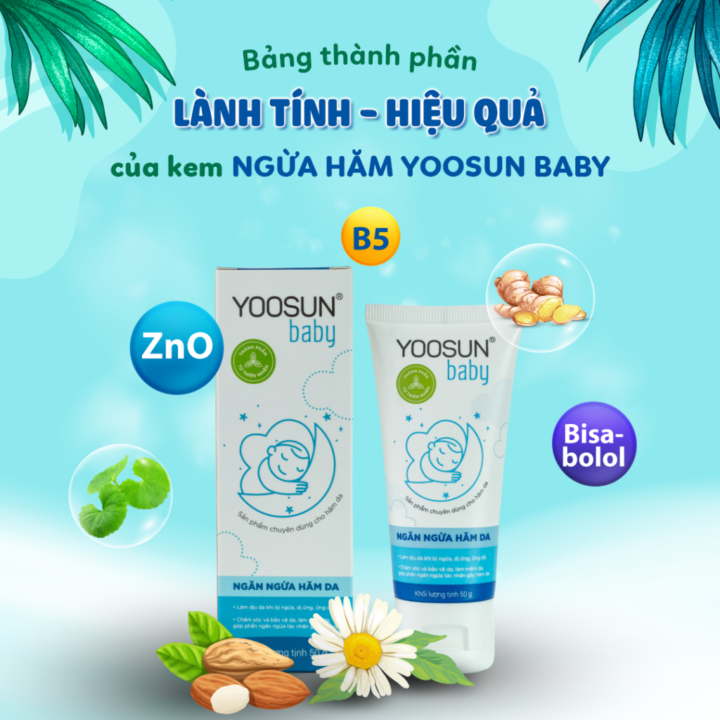Yoosun Baby có sự kết hợp giữa các thành phần đặc trị và nuôi dưỡng da.